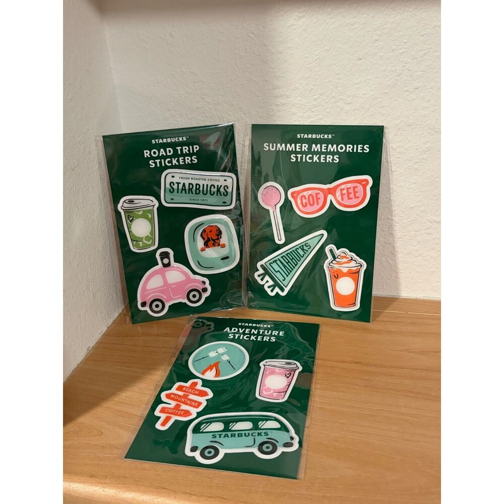 Starbucks Summer 2026 Road Trip Collection Sticker Pack, 3 Sets NWT